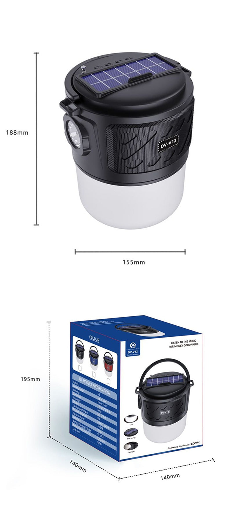 Solar Camping Lantern Speaker - Portable Audio & Light Combo