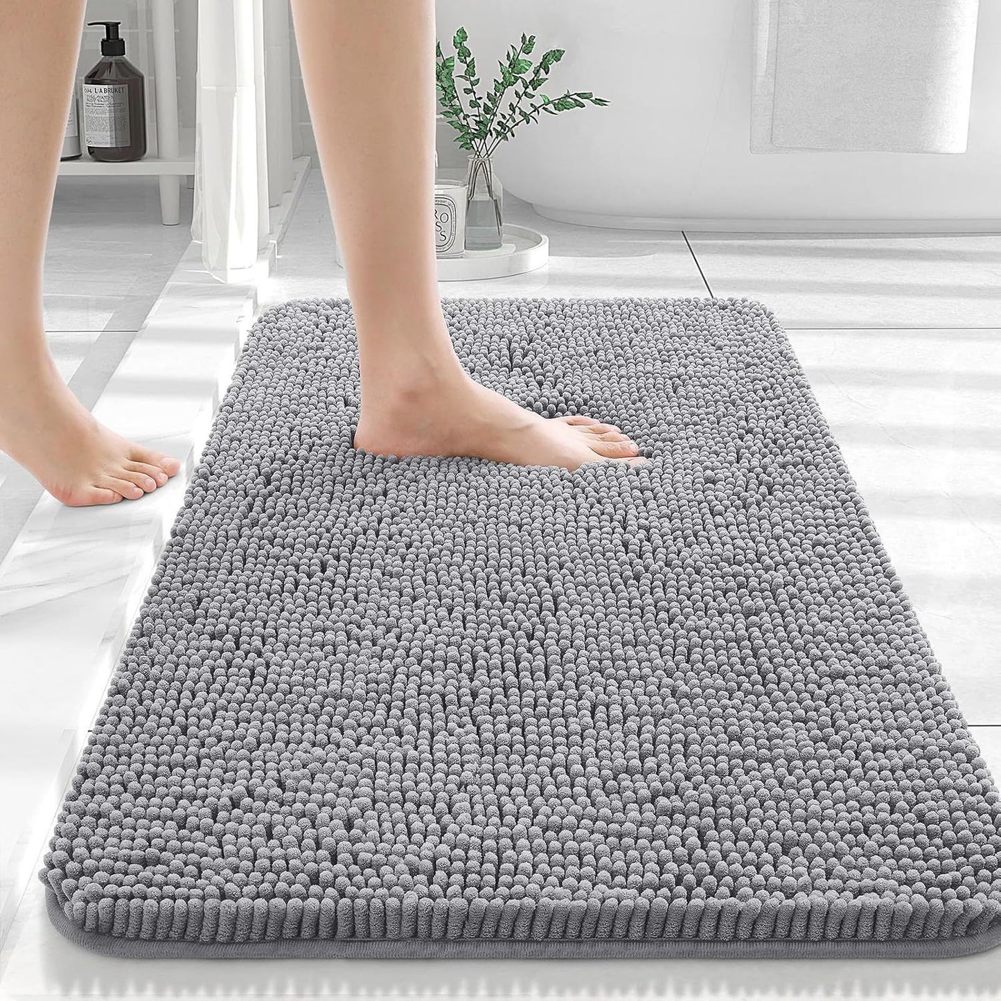 Long Wool Chenille Non-Slip Floor Mat - Absorbent & Stylish