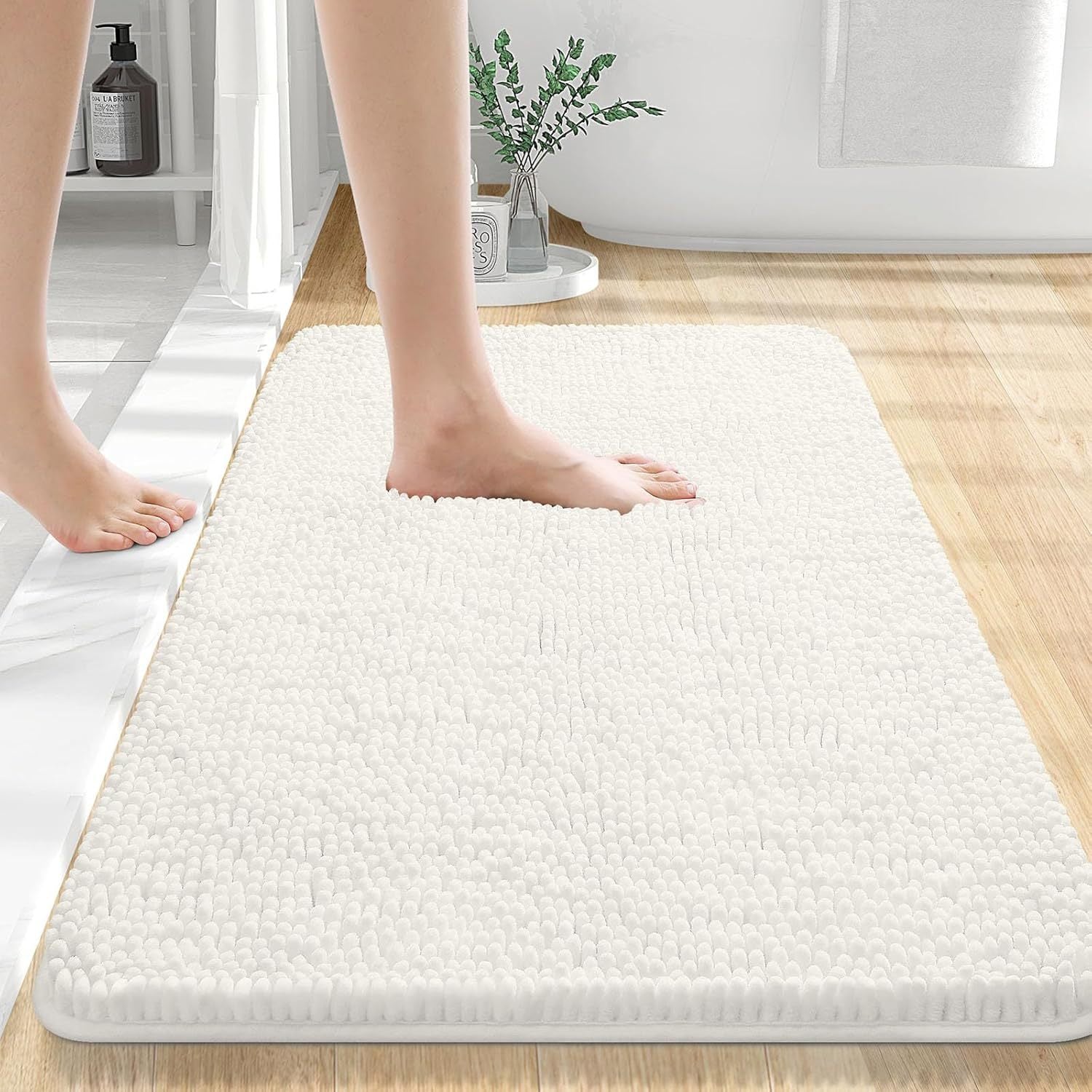 Long Wool Chenille Non-Slip Floor Mat - Absorbent & Stylish