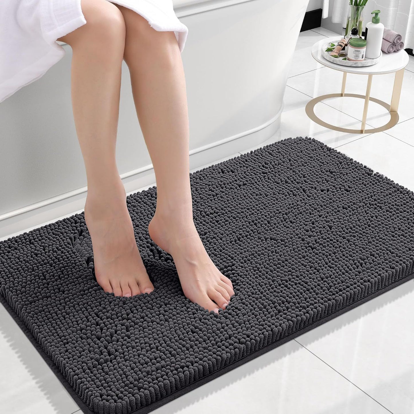 Long Wool Chenille Non-Slip Floor Mat - Absorbent & Stylish