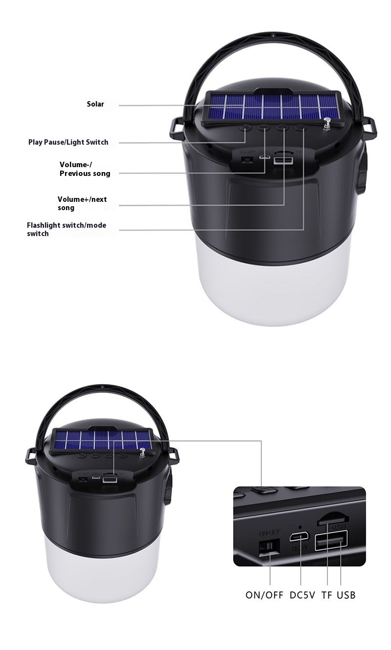 Solar Camping Lantern Speaker - Portable Audio & Light Combo