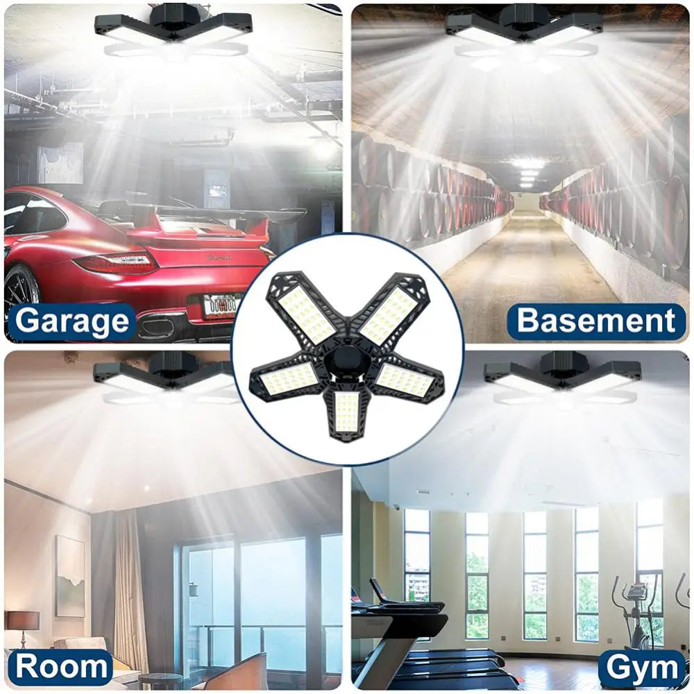 Adjustable LED Garage Lights 5 Panels 5000 Lumen Shop Lamp