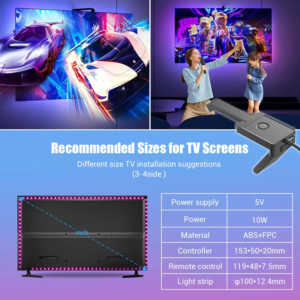 LED TV Backlight Sync RGBIC Light Strip for 55-65Inch TVs