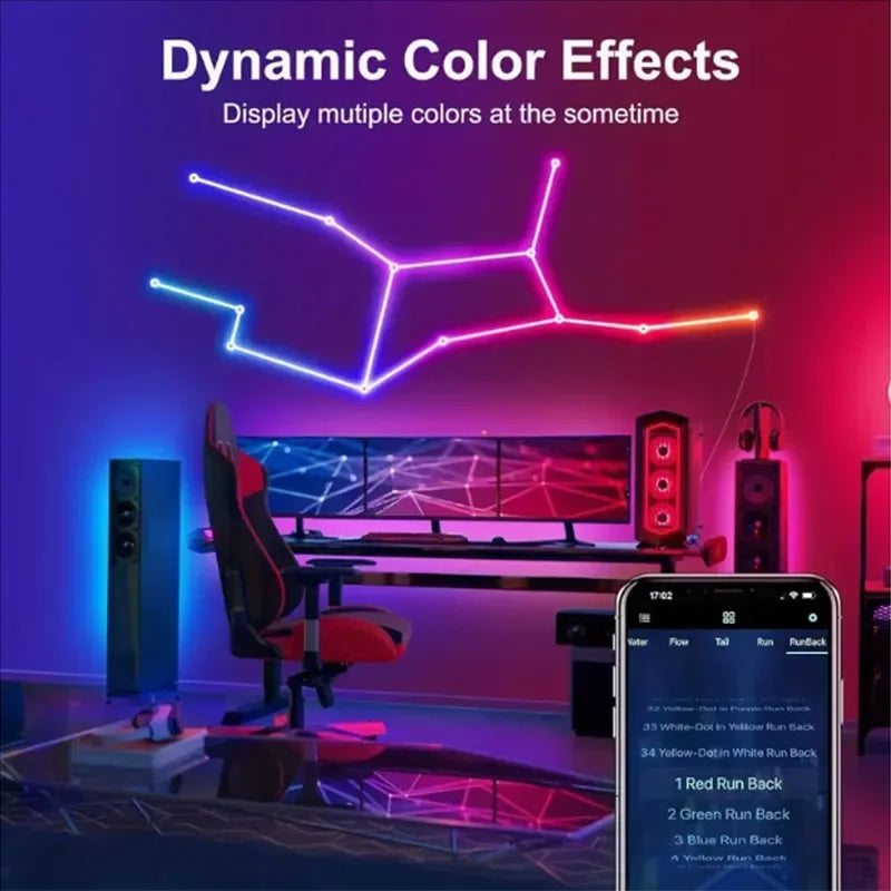 RGB Neon Lights Strip 1-5M Bluetooth App Remote Waterproof