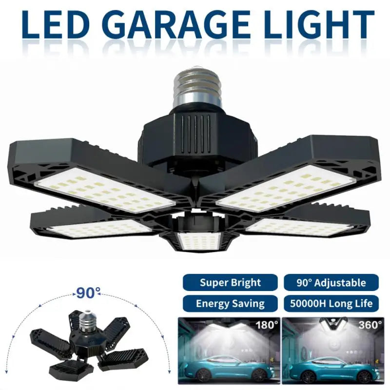 Adjustable LED Garage Lights 5 Panels 5000 Lumen Shop Lamp