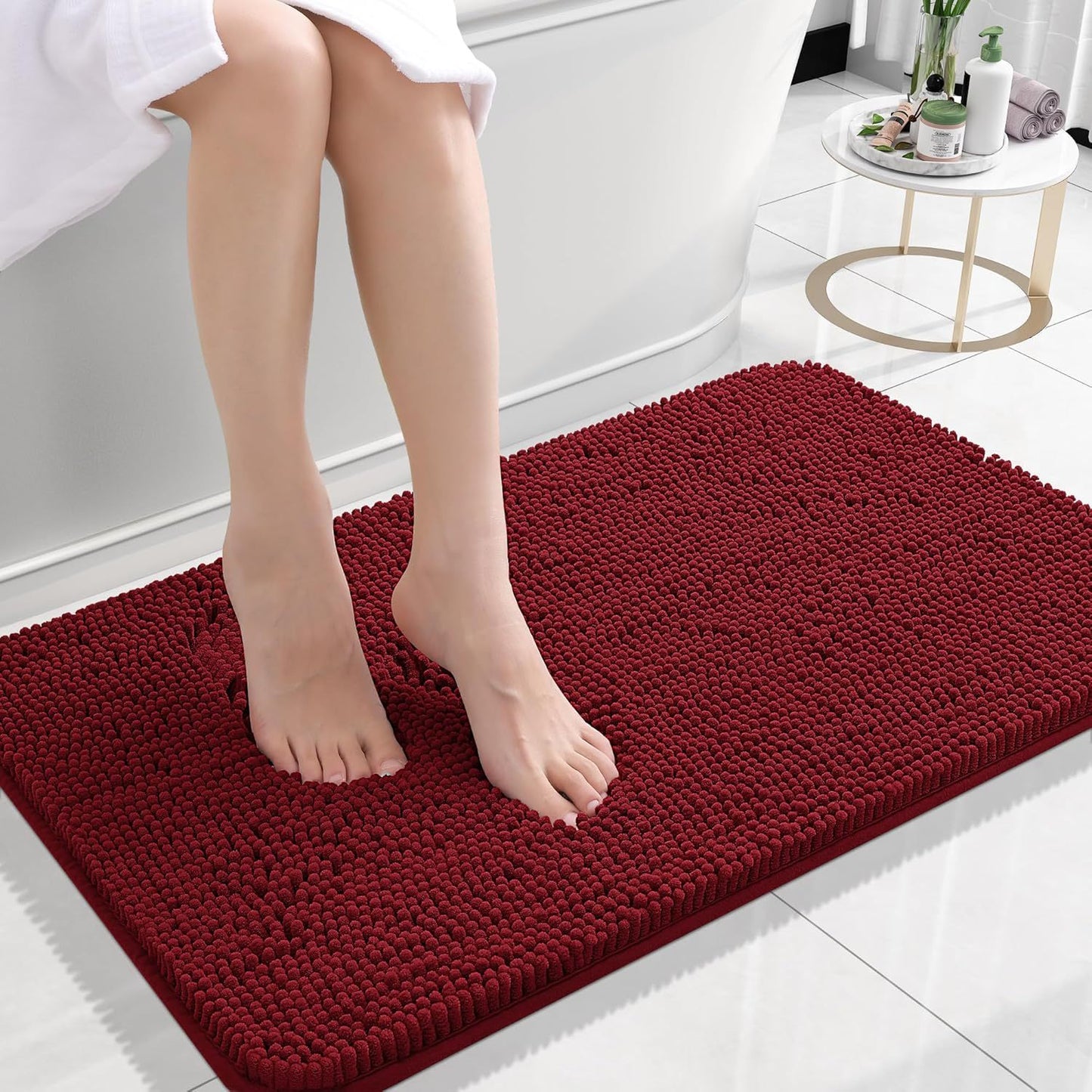 Long Wool Chenille Non-Slip Floor Mat - Absorbent & Stylish