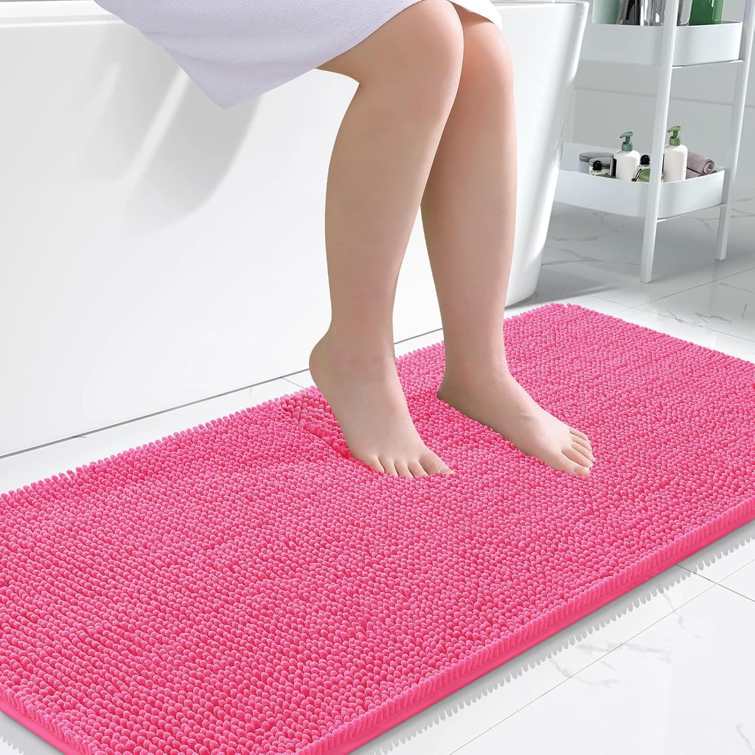 Long Wool Chenille Non-Slip Floor Mat - Absorbent & Stylish