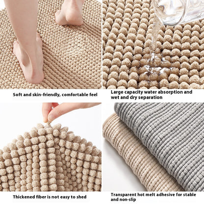 Long Wool Chenille Non-Slip Floor Mat - Absorbent & Stylish