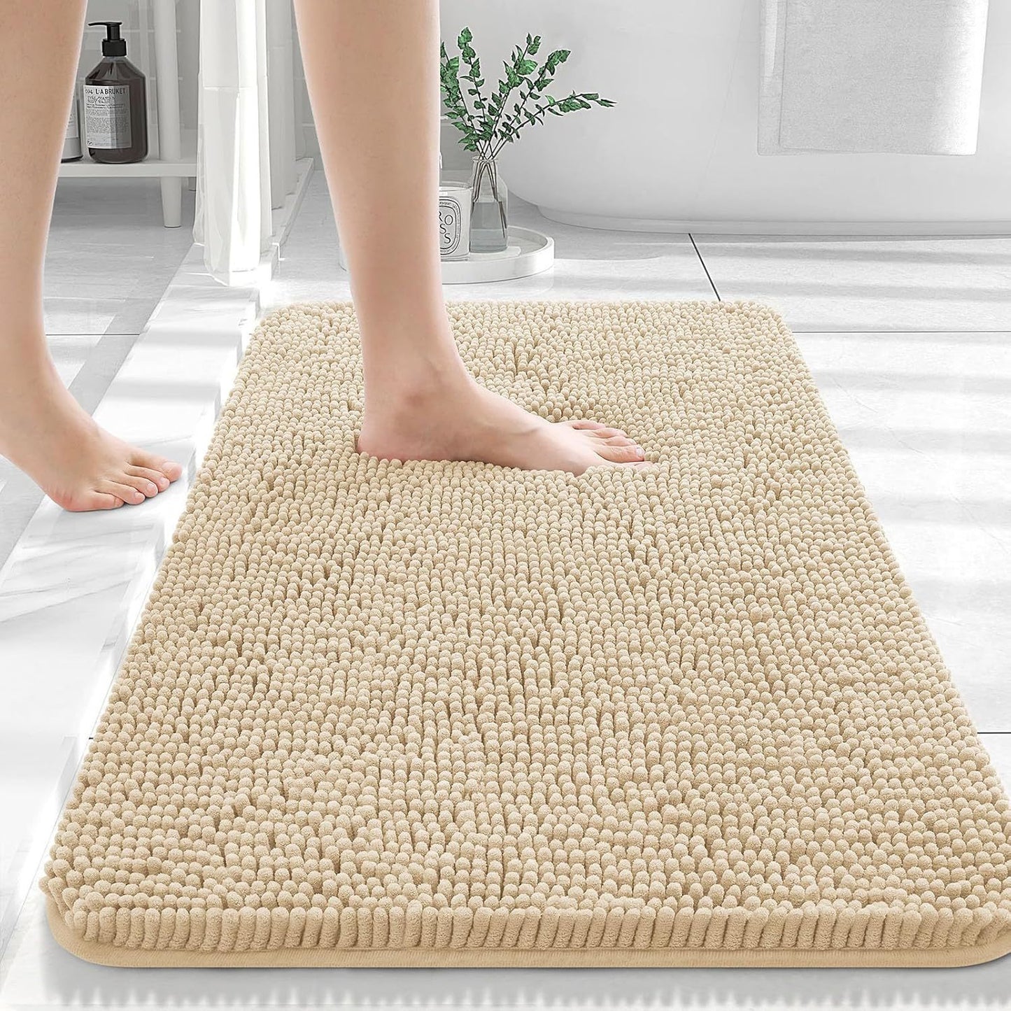 Long Wool Chenille Non-Slip Floor Mat - Absorbent & Stylish